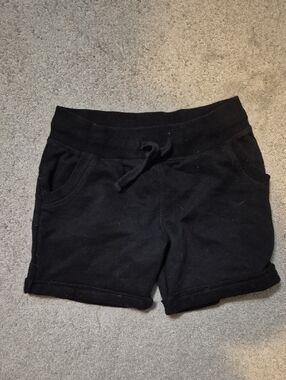Kids Black Knit Drawstring Shorts with Pockets